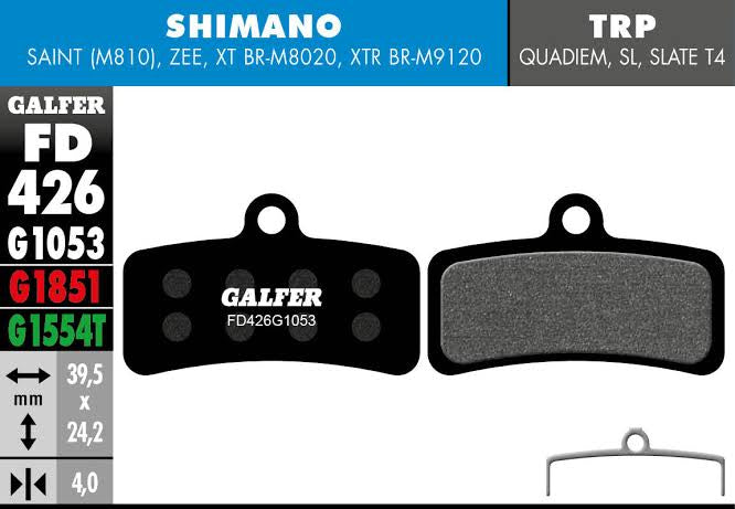 Galfer FD426 Brake Pad For Shimano XTR 4 Piston - Saint - Zee
