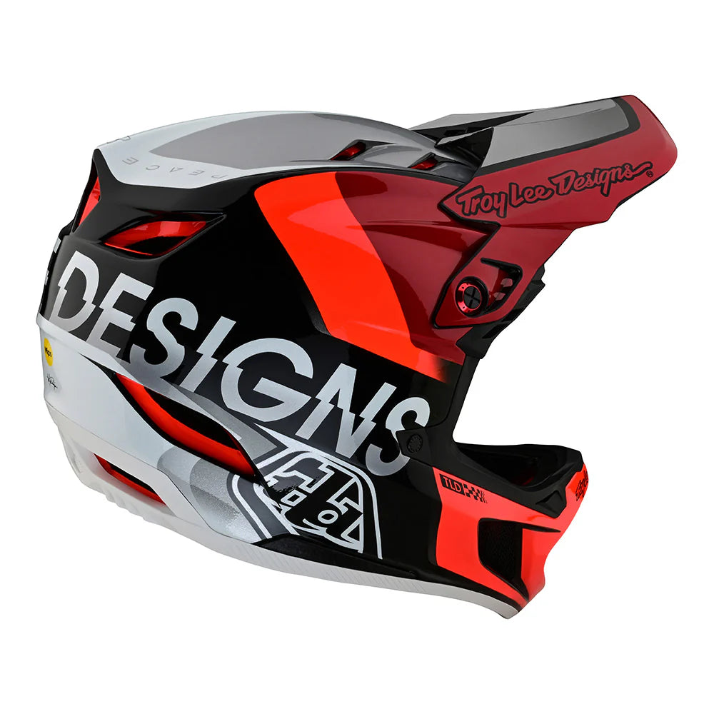 Troy Lee Designs D4 Composite Helmet - Qualifier Silver/Red