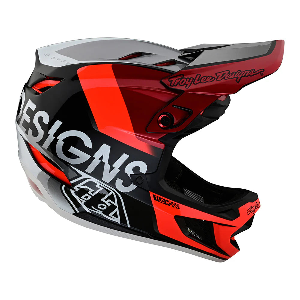 Troy Lee Designs D4 Composite Helmet - Qualifier Silver/Red