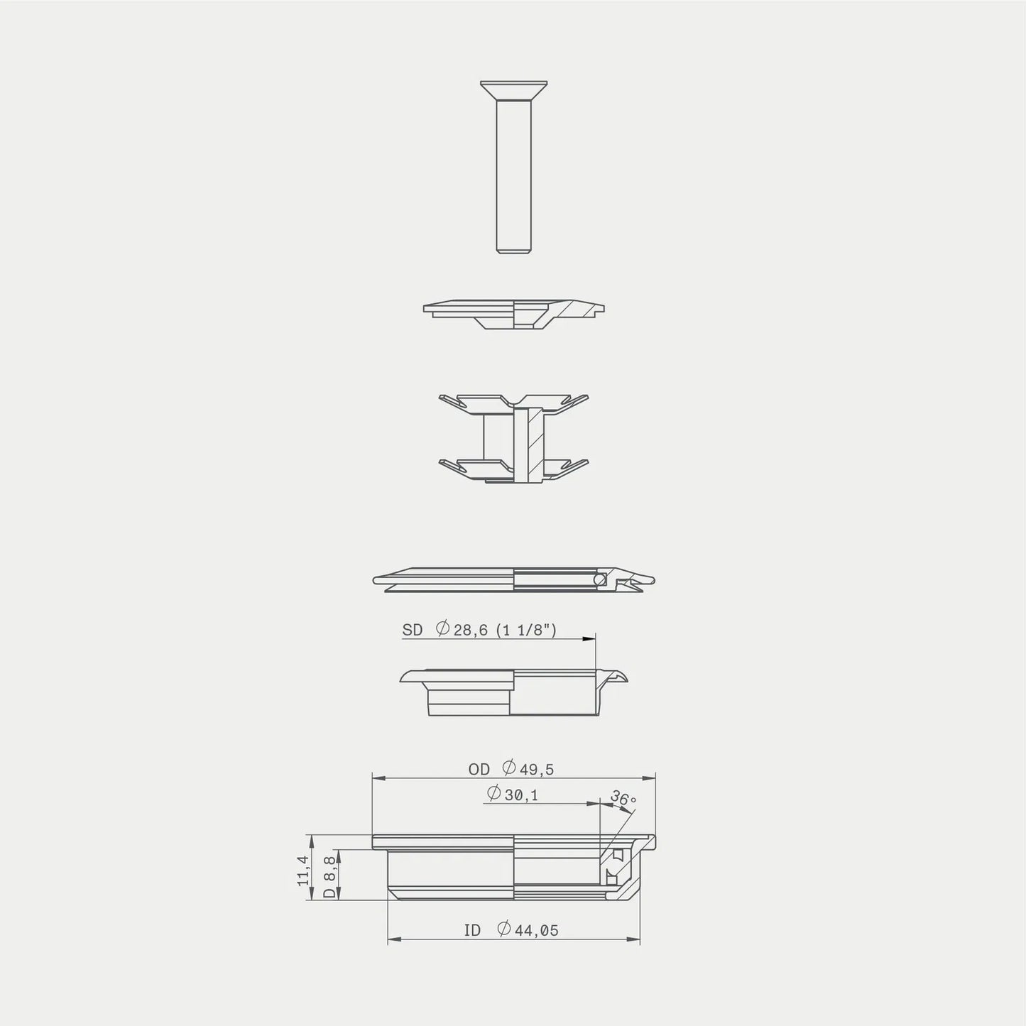 ACROS Headset Upper Part | ZS44 1.8"