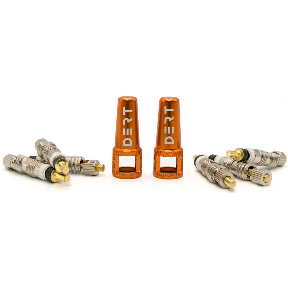 Dert Two in One Presta Valve Cap and Spare Cores