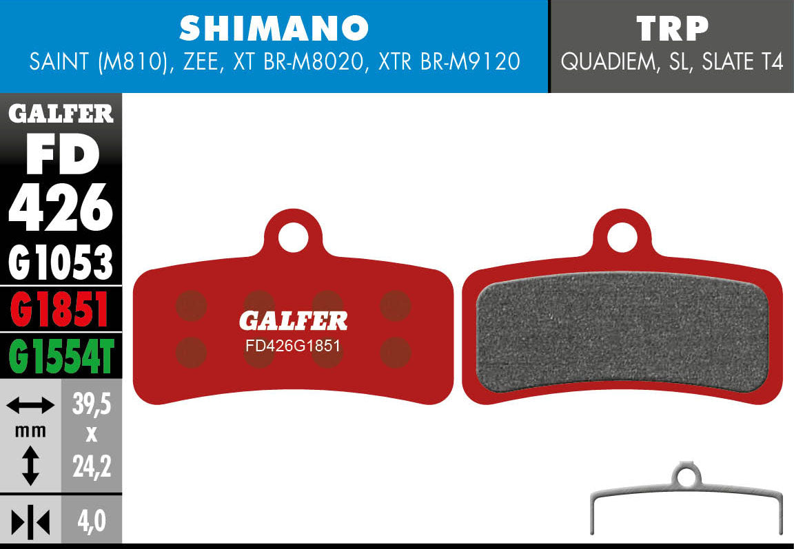 Galfer FD426 Brake Pad For Shimano XTR 4 Piston - Saint - Zee