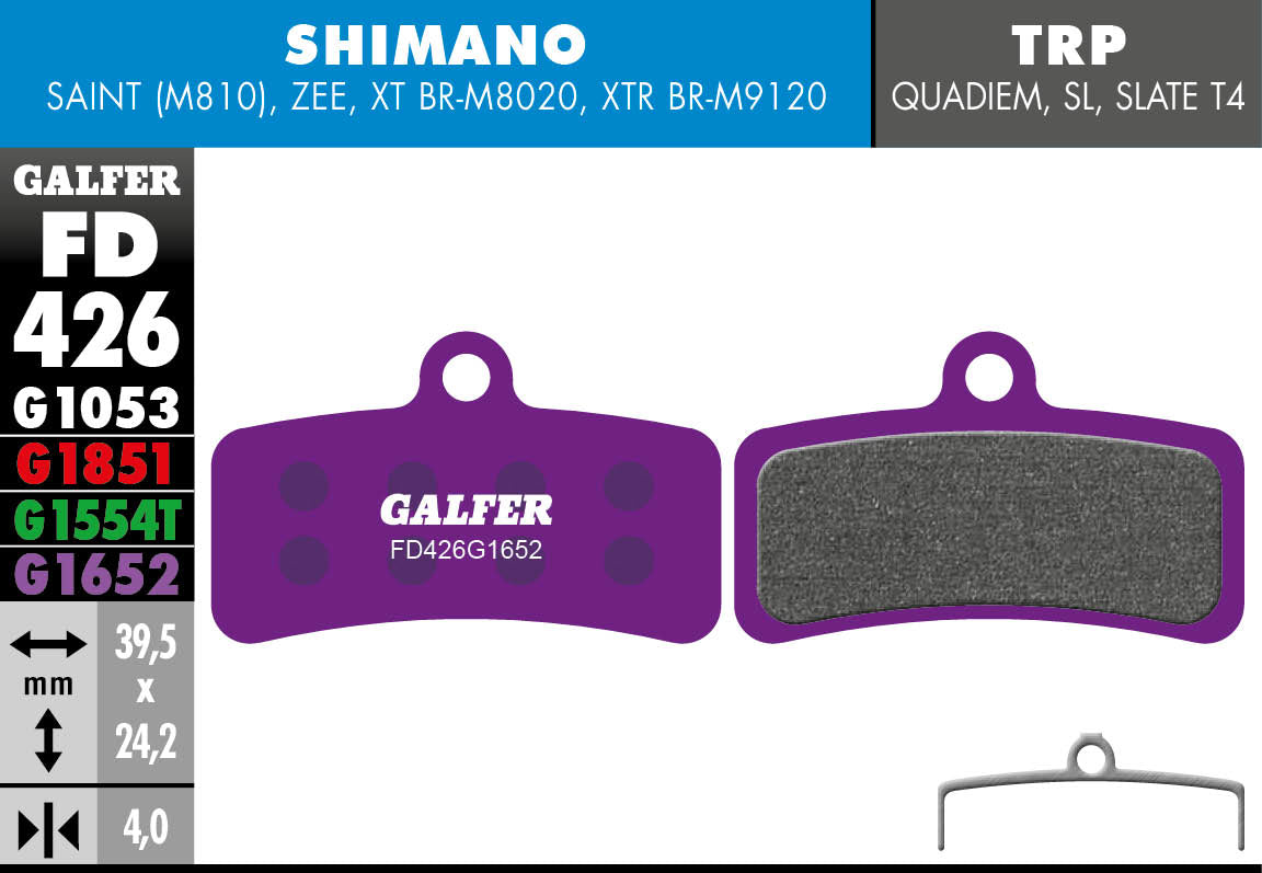 Galfer FD426 Brake Pad For Shimano XTR 4 Piston - Saint - Zee