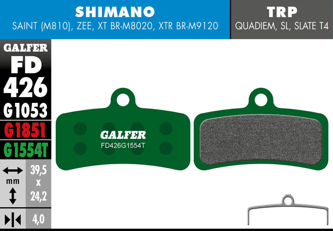 Galfer FD426 Brake Pad For Shimano XTR 4 Piston - Saint - Zee