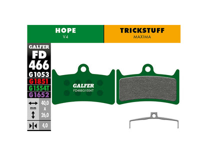 Galfer Hope V4/Trickstuf Maxima Disc Brake Pads, Pro Green FD466
