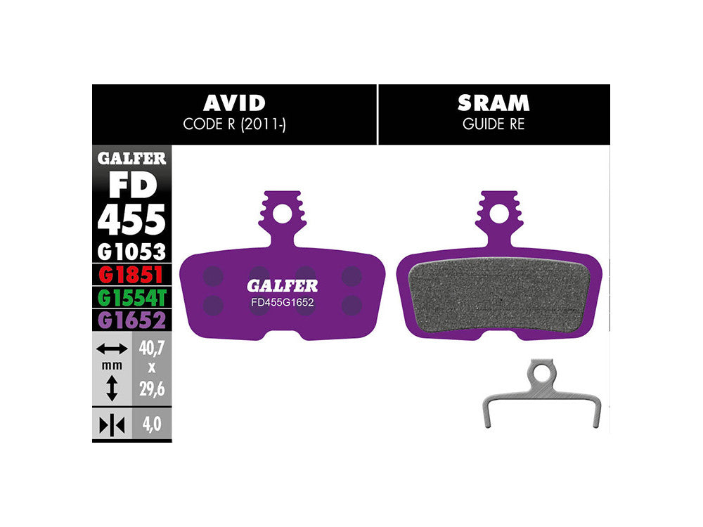 Galfer Disc Brake Pads E-Bike for AVID/Sram Code R 2011, RSC, Guide RE, violet