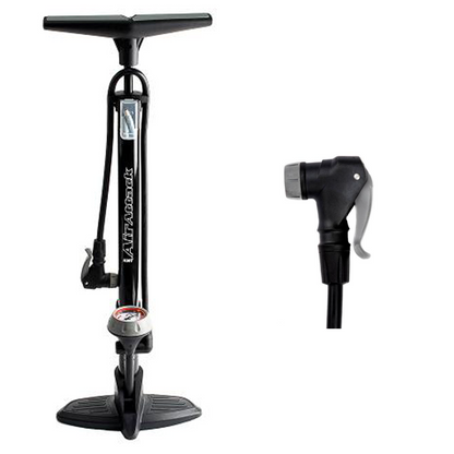 QBP Floor Pump - Air Attack - Steel Barrel - Plastic Base - Twin Head Valve - 120 Psi