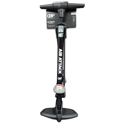 QBP Floor Pump - Air Attack - Steel Barrel - Plastic Base - Twin Head Valve - 120 Psi