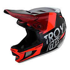 Troy Lee Designs D4 Composite Helmet - Qualifier Silver/Red